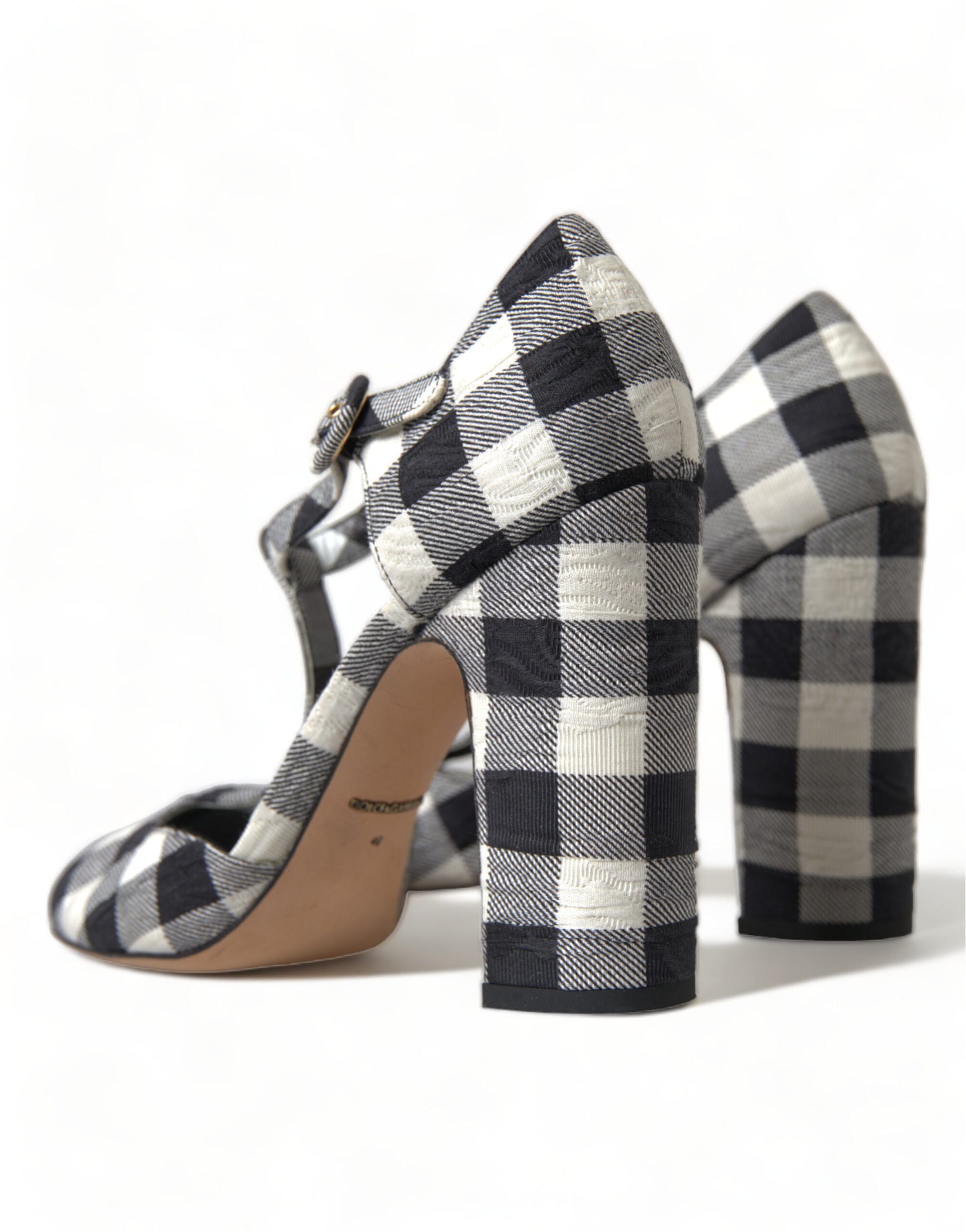 Dolce & Gabbana Chic Gingham T-Strap Pumps: Timeless Mary Jane Heels EU40 / US9.5