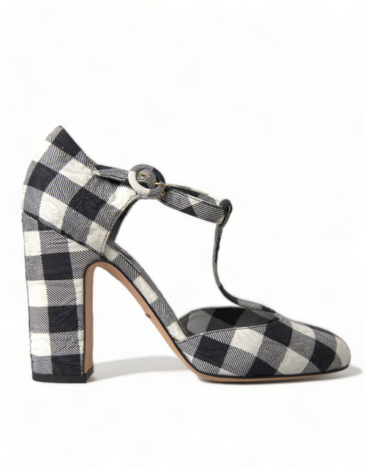 Dolce & Gabbana Chic Gingham T-Strap Pumps: Timeless Mary Jane Heels EU40 / US9.5