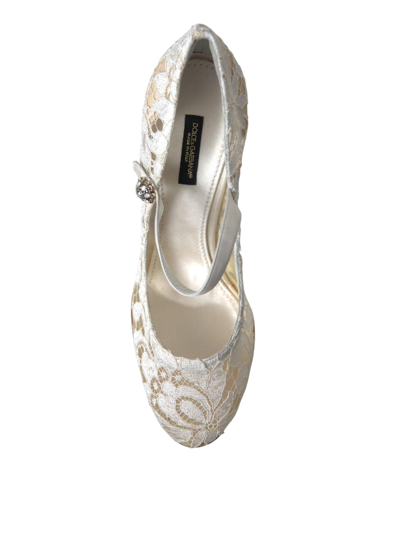 Dolce & Gabbana Chic Lace Block Heels Sandals in Cream White EU40 / US9.5