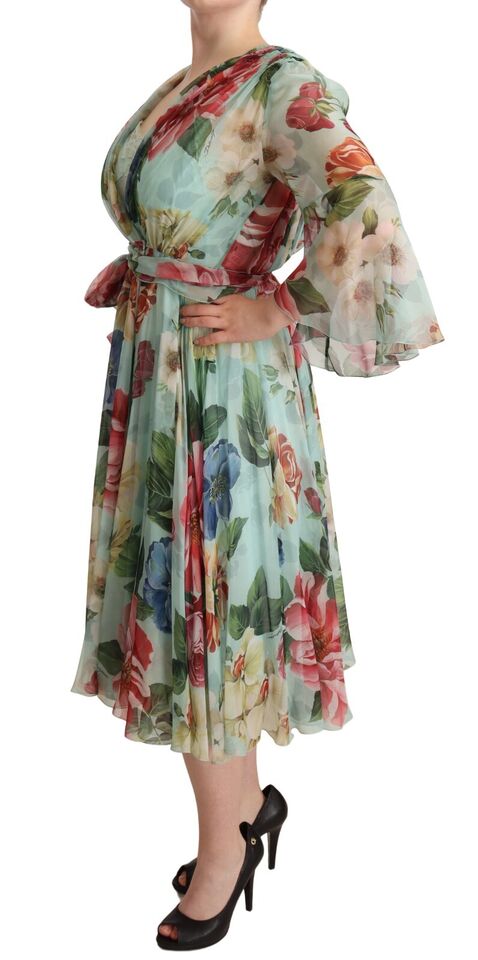 Dolce & Gabbana Floral Silk Midi Wrap Dress IT42 / M