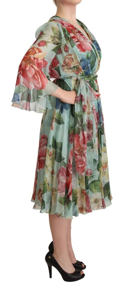 Dolce & Gabbana Floral Silk Midi Wrap Dress IT42 / M