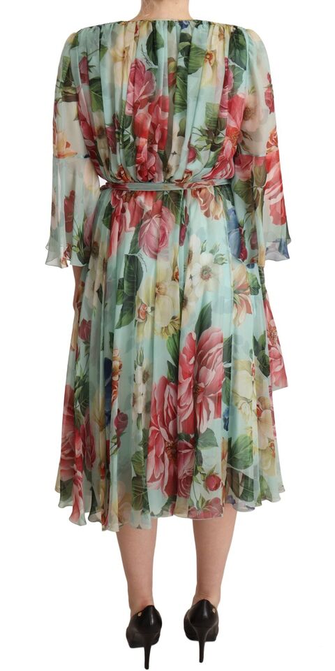 Dolce & Gabbana Floral Silk Midi Wrap Dress IT42 / M