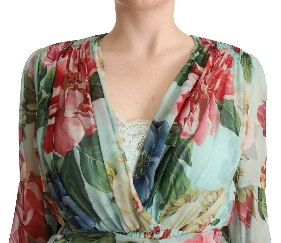 Dolce & Gabbana Floral Silk Midi Wrap Dress IT42 / M