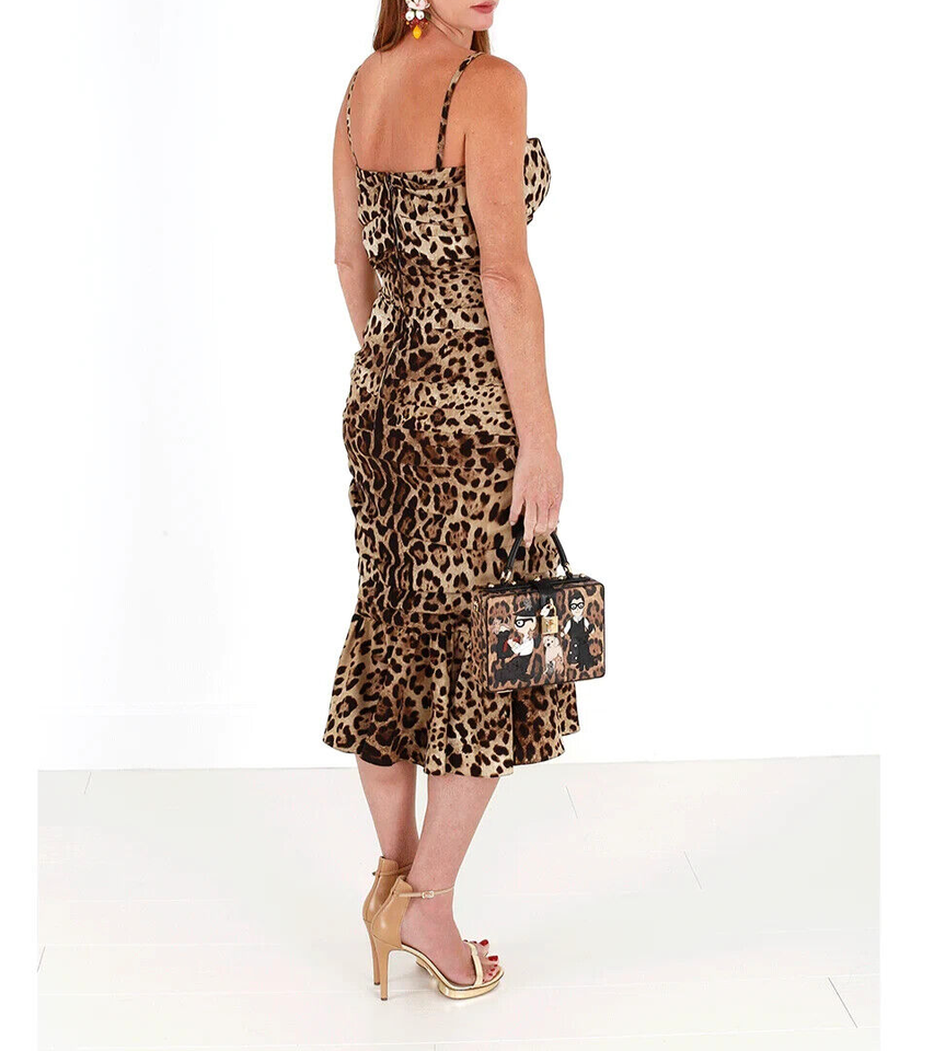 Dolce & Gabbana Elegant Leopard Print Cady Dress IT36 / XS