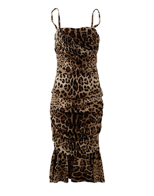 Dolce & Gabbana Elegant Leopard Print Cady Dress IT36 / XS