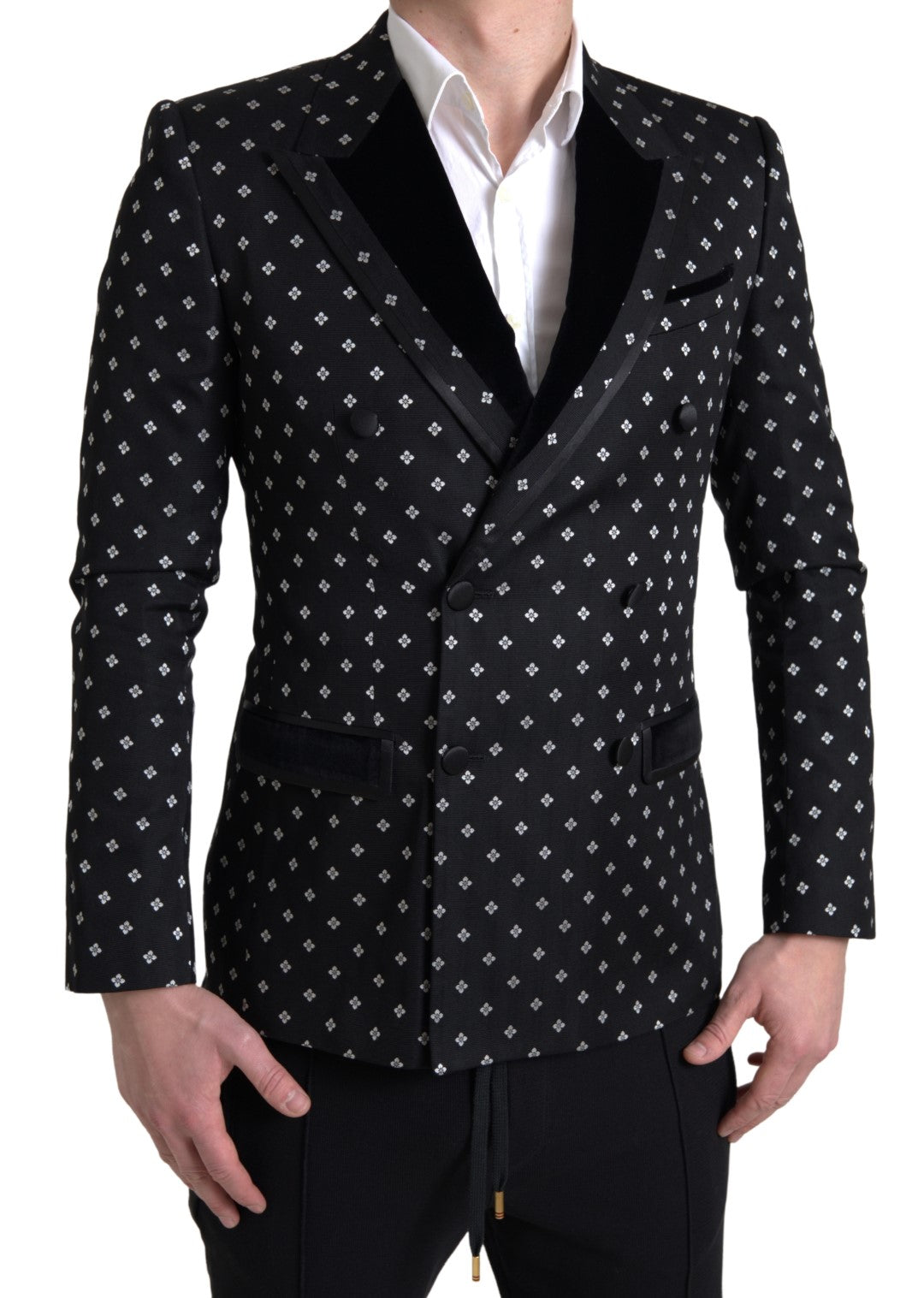 Dolce & Gabbana Elegant Geometric Patterned Slim Blazer IT44 / S