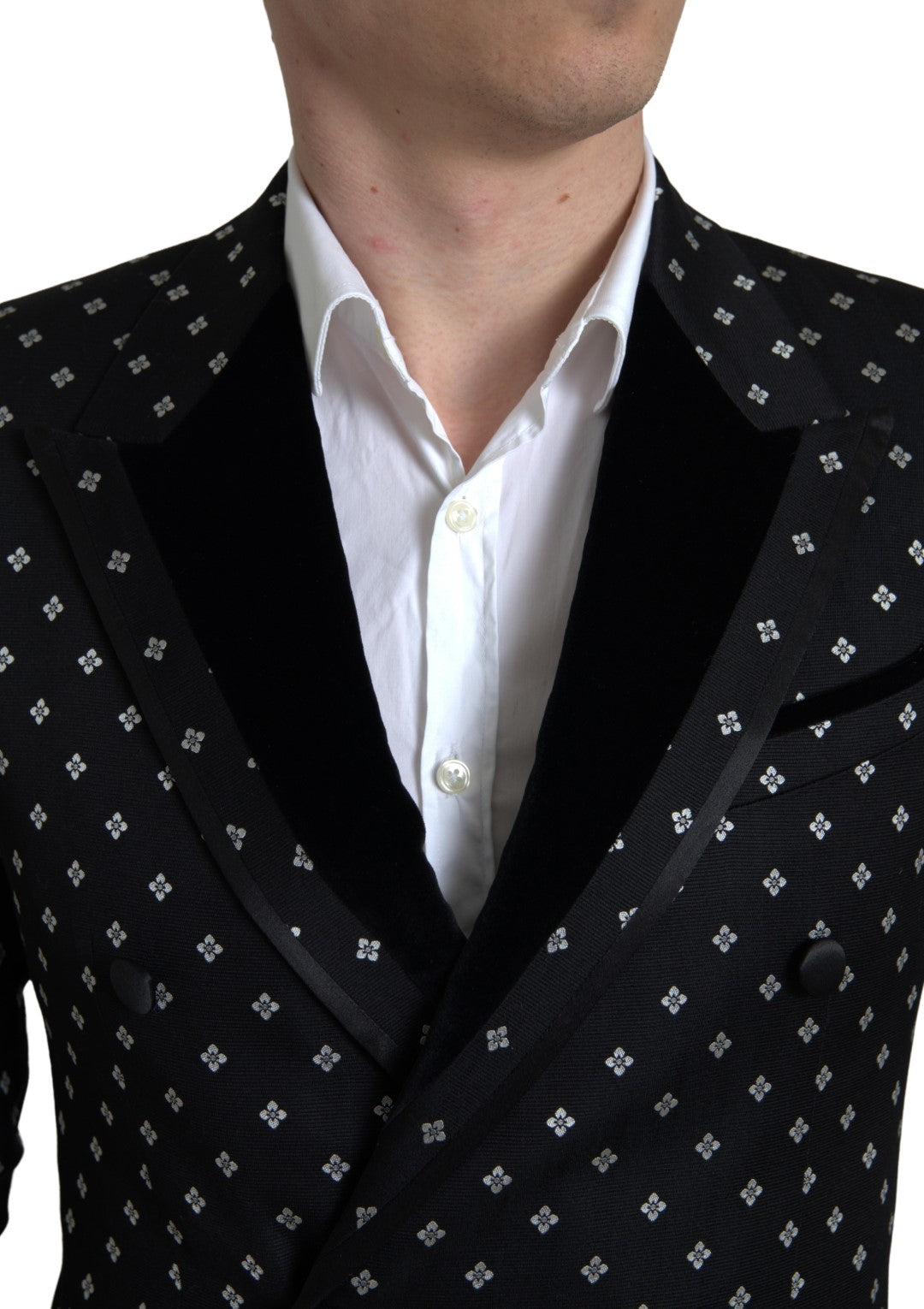 Dolce & Gabbana Elegant Geometric Patterned Slim Blazer IT44 / S