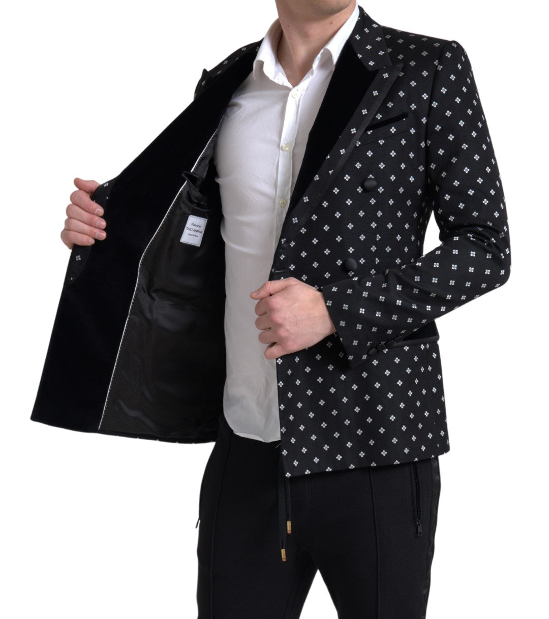 Dolce & Gabbana Elegant Geometric Patterned Slim Blazer IT44 / S