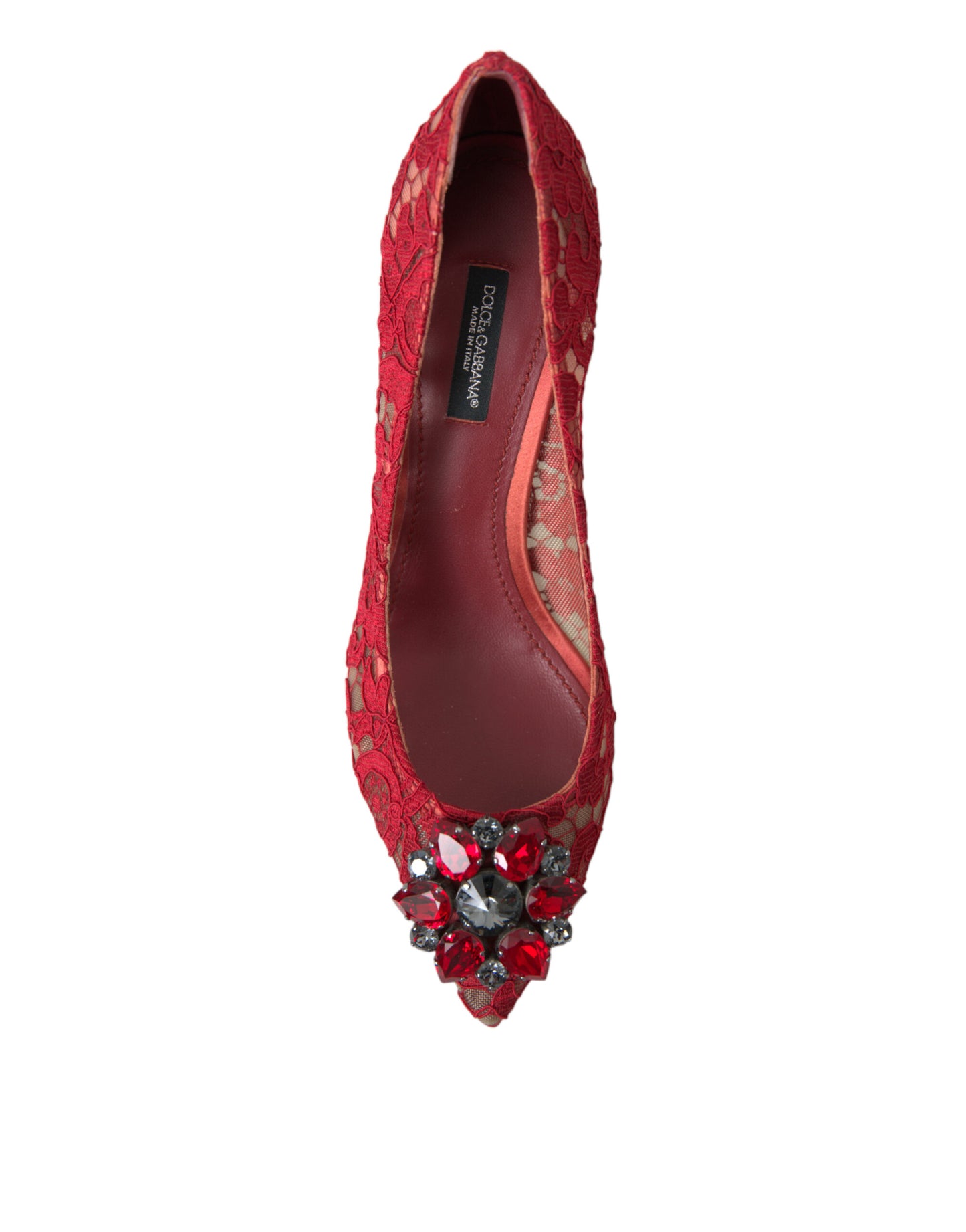 Dolce & Gabbana Radiant Red Lace Heels with Crystals EU36 / US5.5