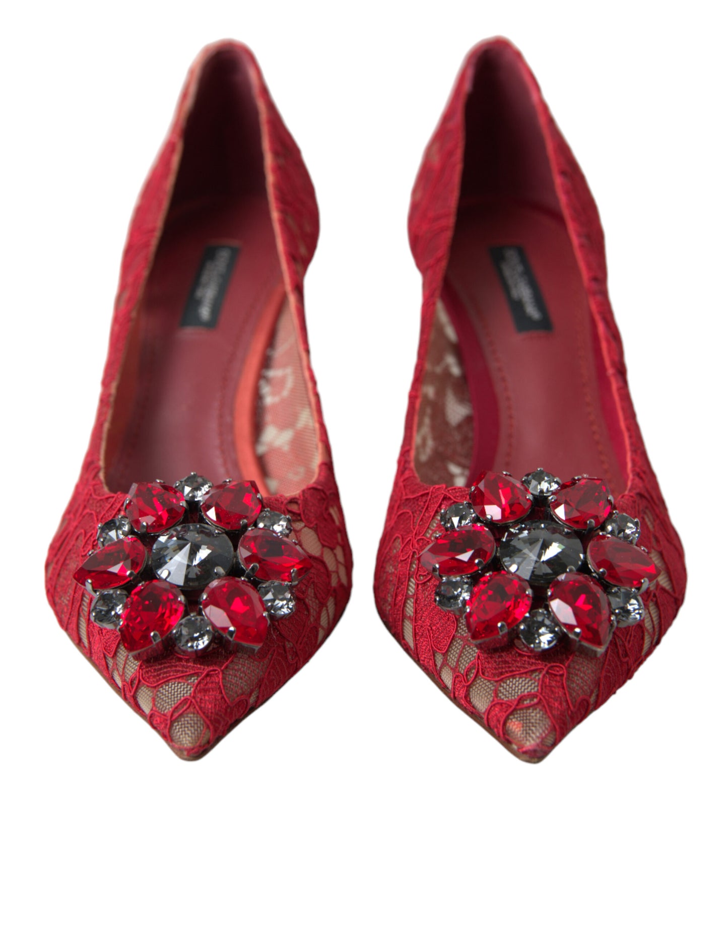 Dolce & Gabbana Radiant Red Lace Heels with Crystals EU36 / US5.5