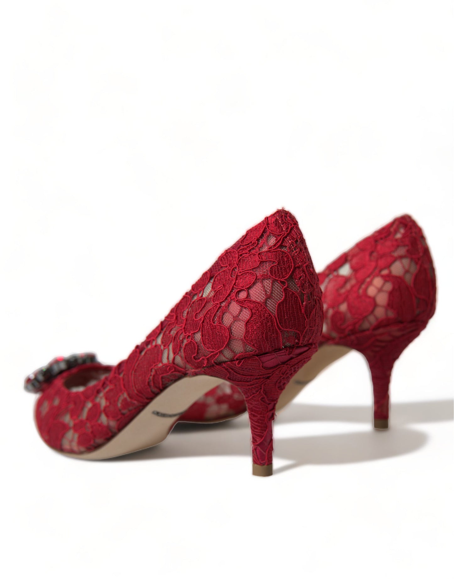 Dolce & Gabbana Radiant Red Lace Heels with Crystals EU36 / US5.5