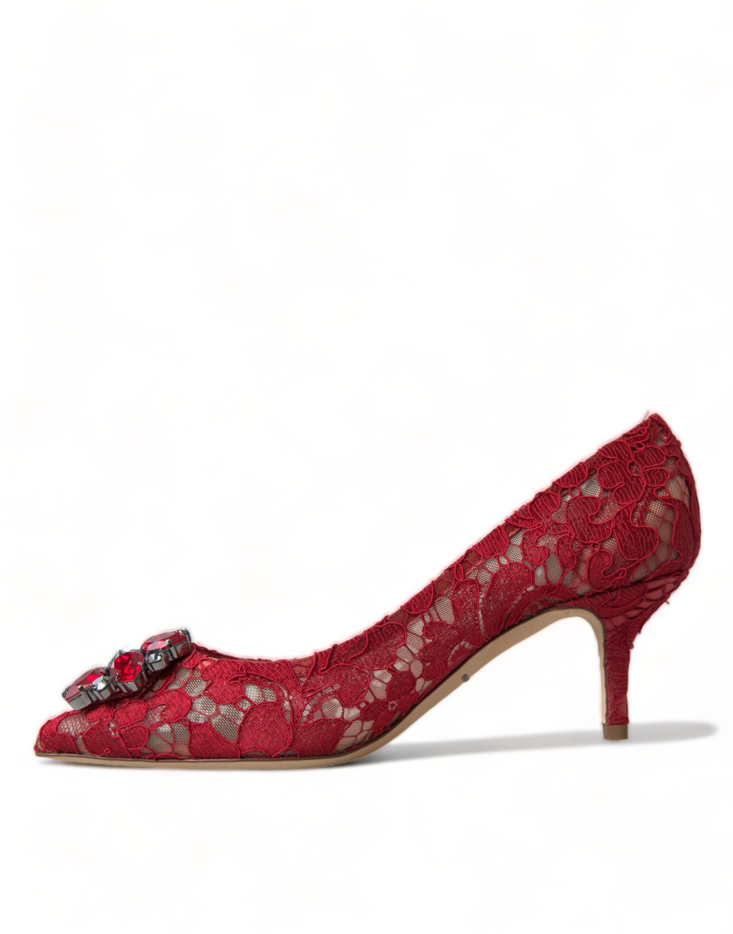 Dolce & Gabbana Radiant Red Lace Heels with Crystals EU36 / US5.5