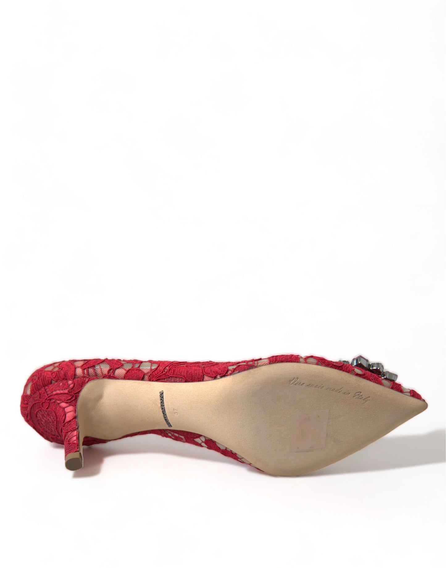 Dolce & Gabbana Radiant Red Lace Heels with Crystals EU36 / US5.5