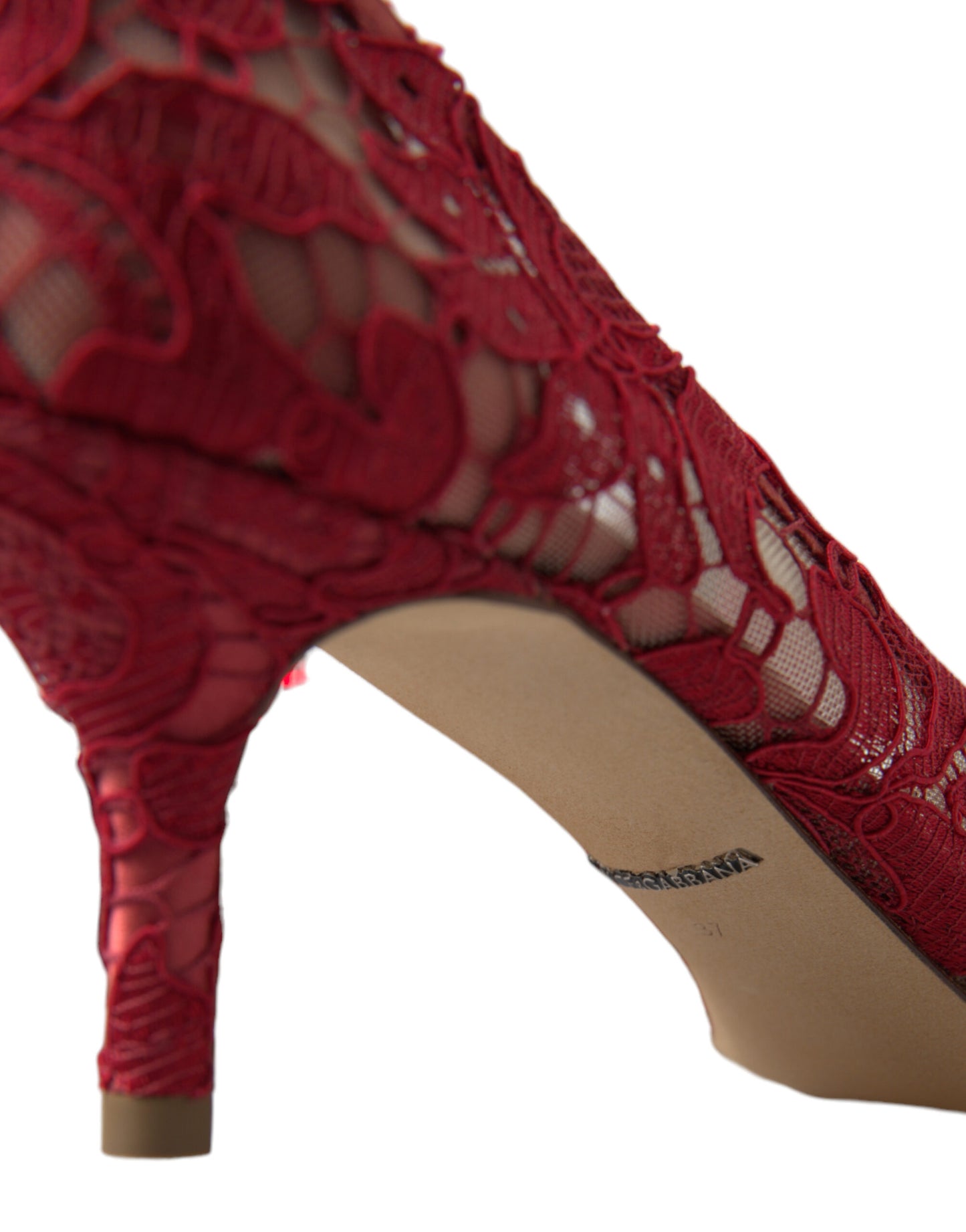 Dolce & Gabbana Radiant Red Lace Heels with Crystals EU36 / US5.5