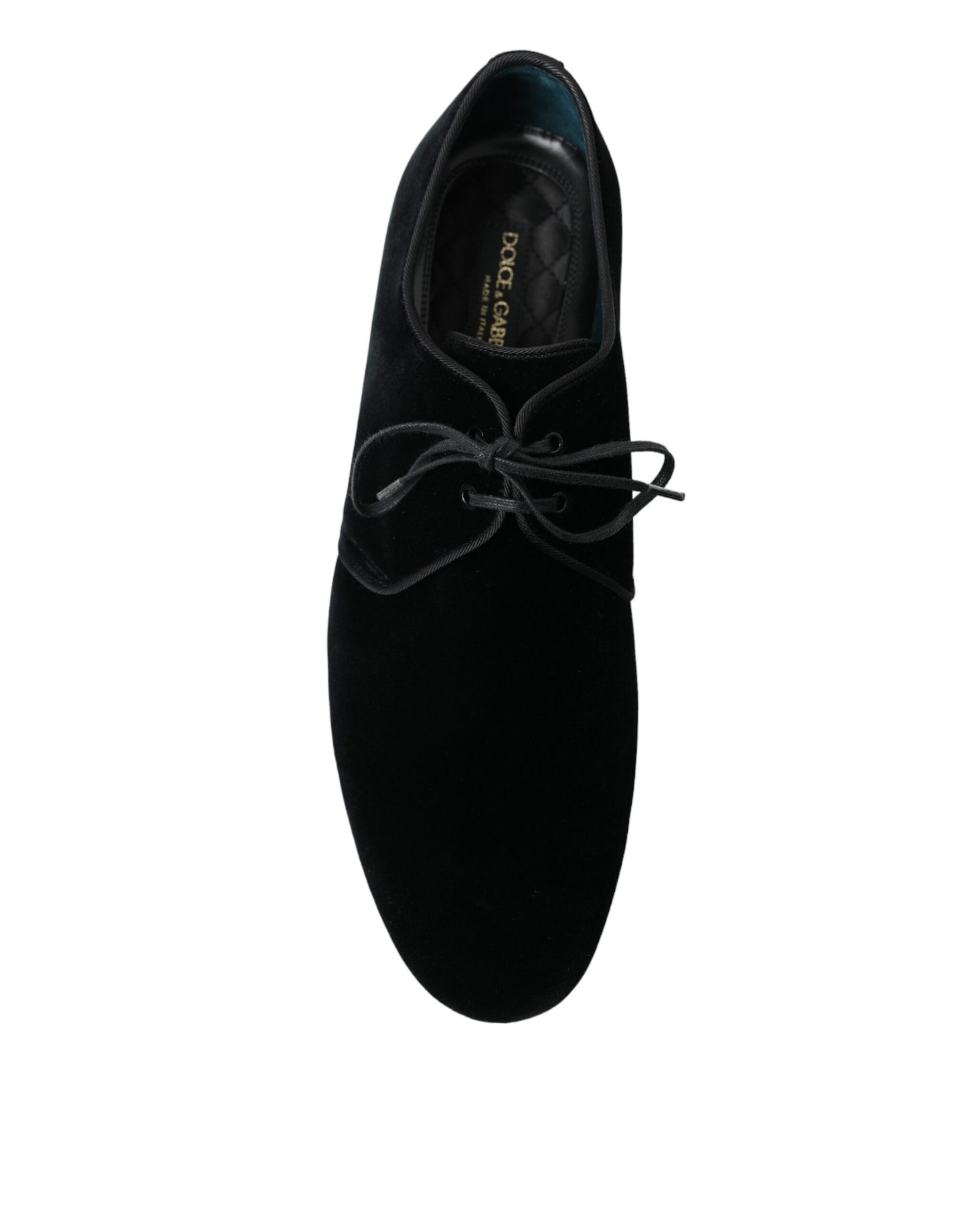 Dolce & Gabbana Elegant Black Velvet Derby Dress Shoes EU44 / US11