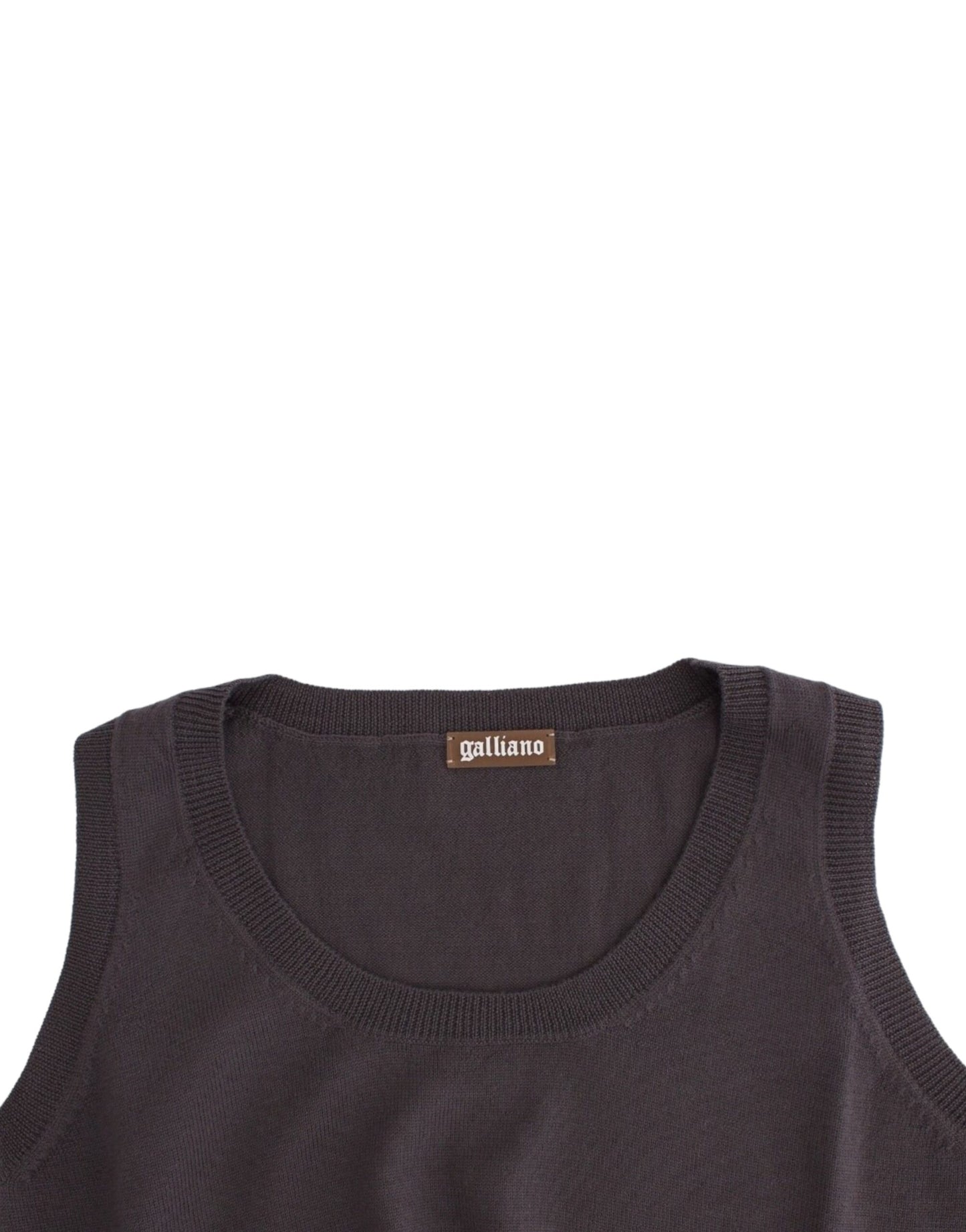 John Galliano Elegant Sleeveless Brown Knit Top EU Size S