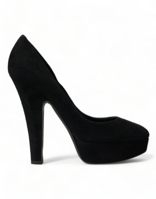 Dolce & Gabbana Black Suede Heeled Pumps Sophistication EU40 / US9.5