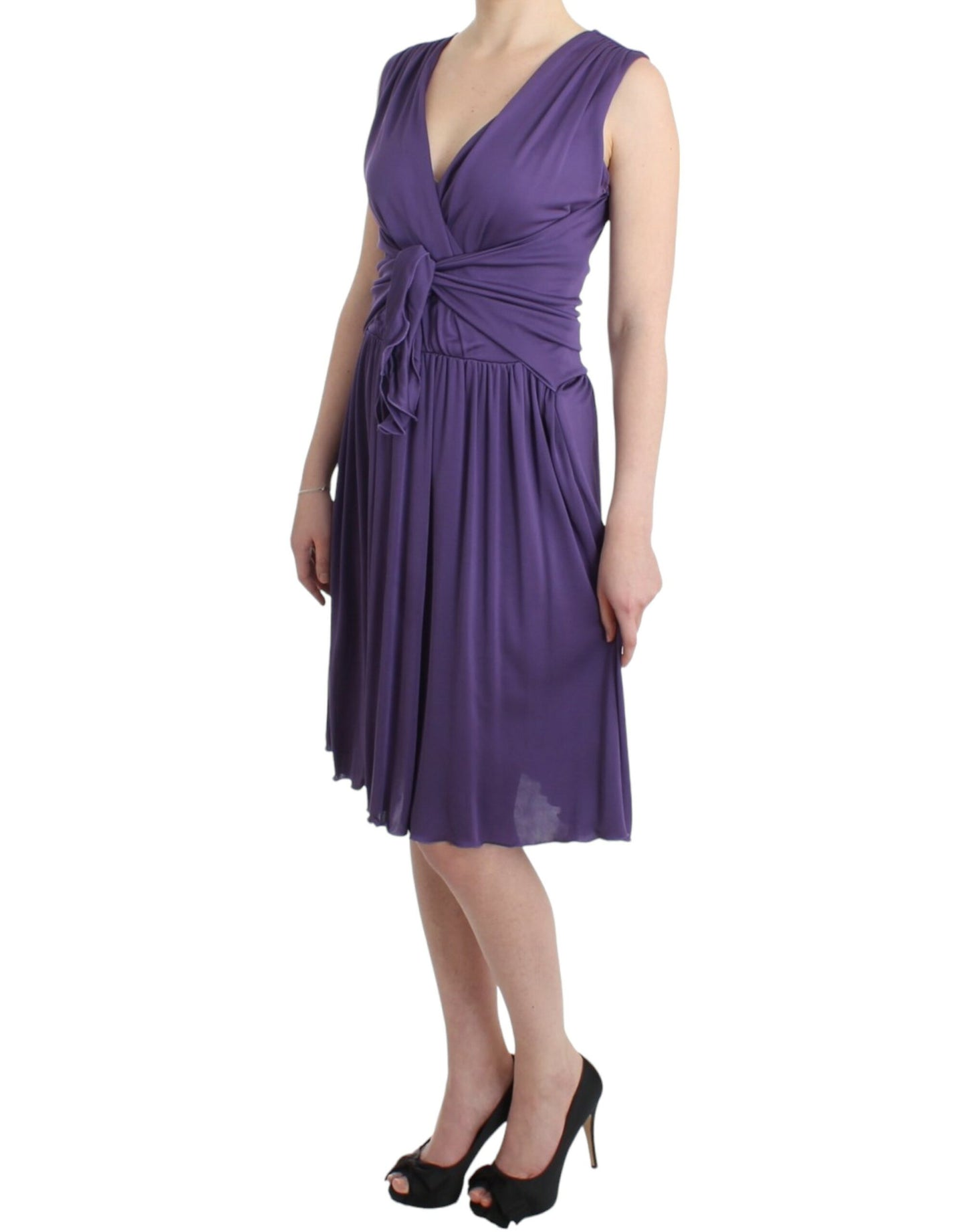 John Galliano Elegant Purple Knee-Length Jersey Dress IT42 | M