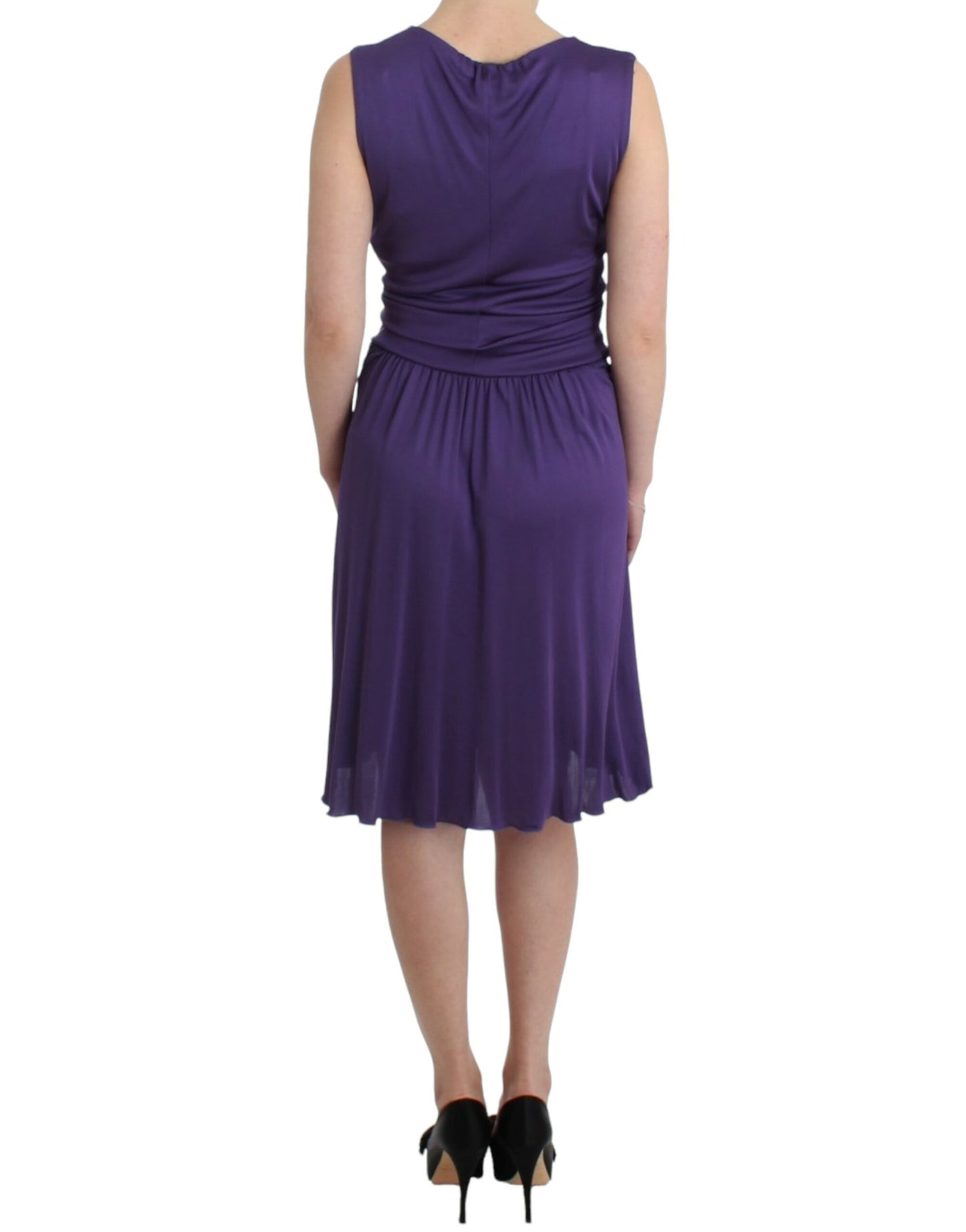 John Galliano Elegant Purple Knee-Length Jersey Dress IT42 | M