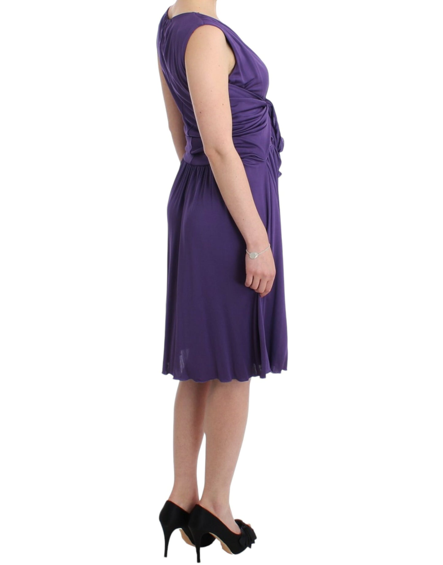 John Galliano Elegant Purple Knee-Length Jersey Dress IT42 | M