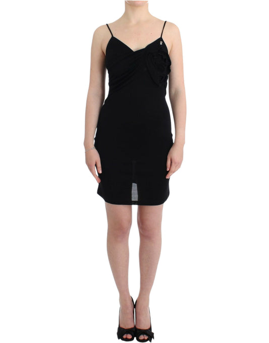 John Galliano Elegant Black Jersey Knee-Length Dress IT40 | S