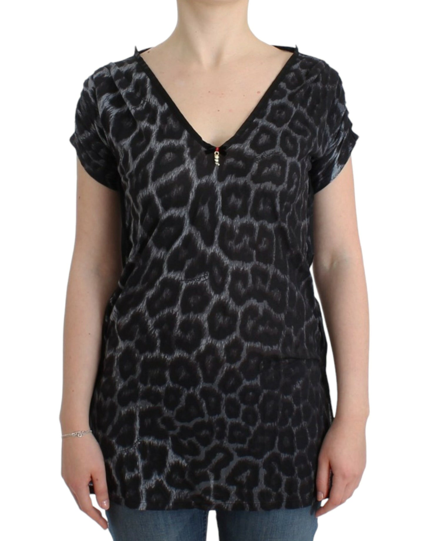 Cavalli Sultry Leopard V-Neck Modal Top IT46 | XL