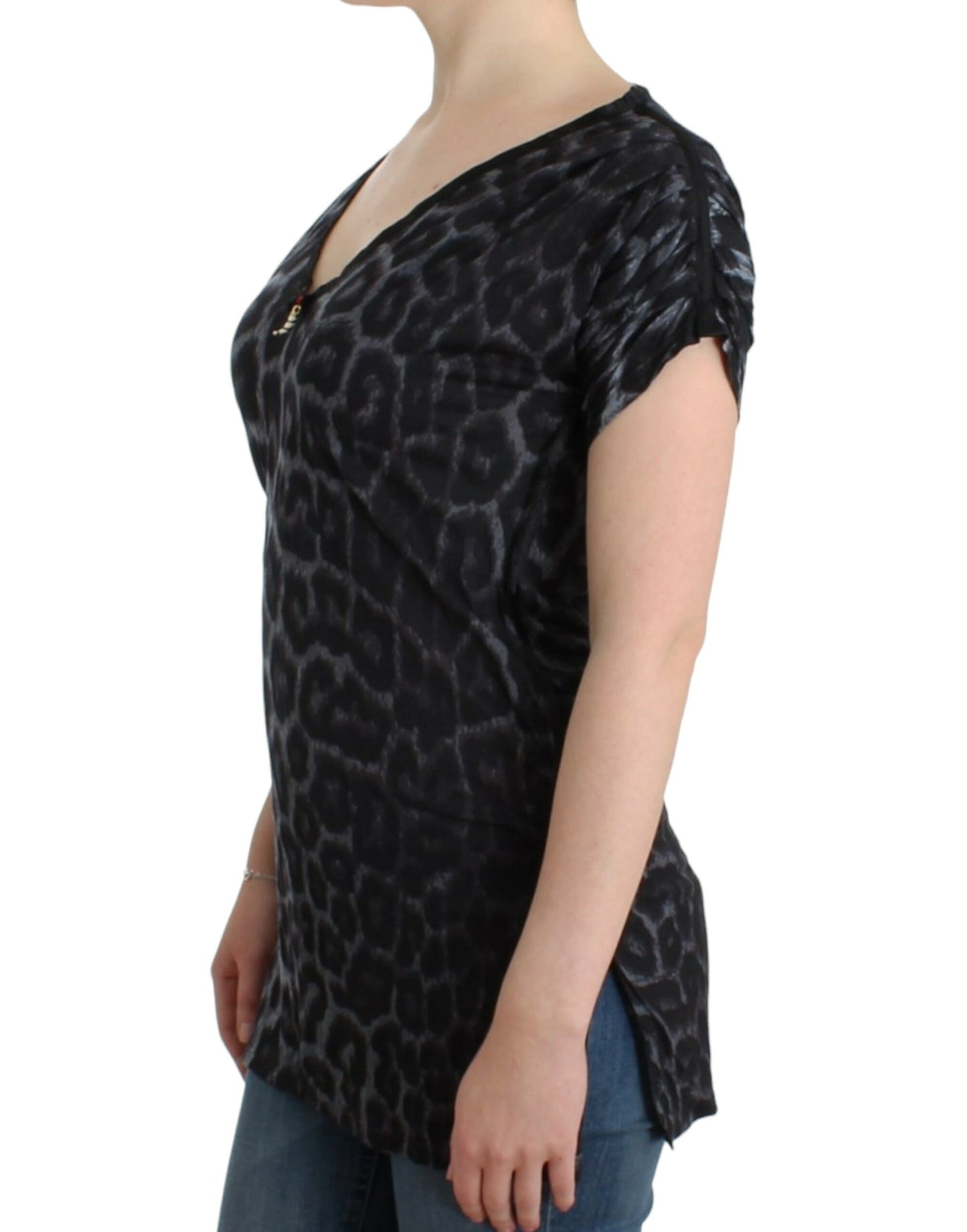 Cavalli Sultry Leopard V-Neck Modal Top IT46 | XL