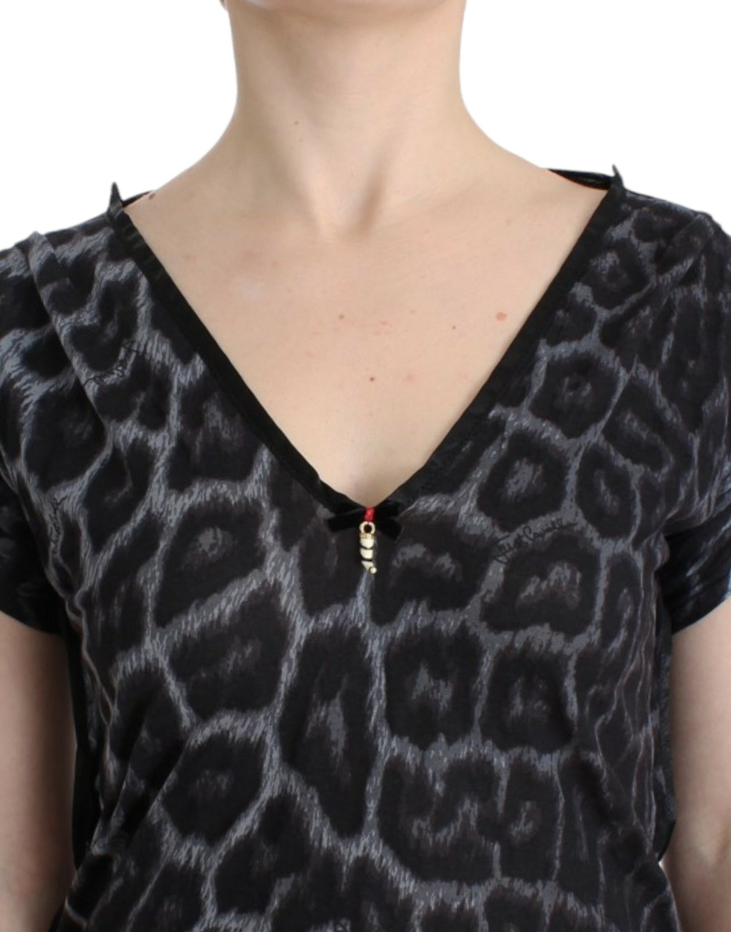 Cavalli Sultry Leopard V-Neck Modal Top IT46 | XL