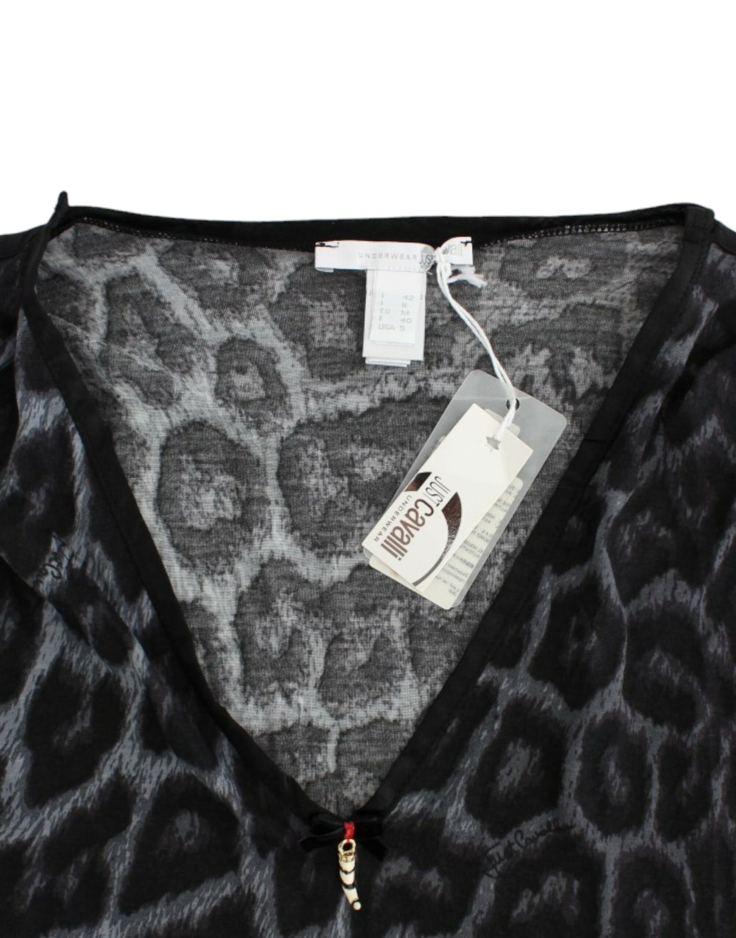 Cavalli Sultry Leopard V-Neck Modal Top IT46 | XL