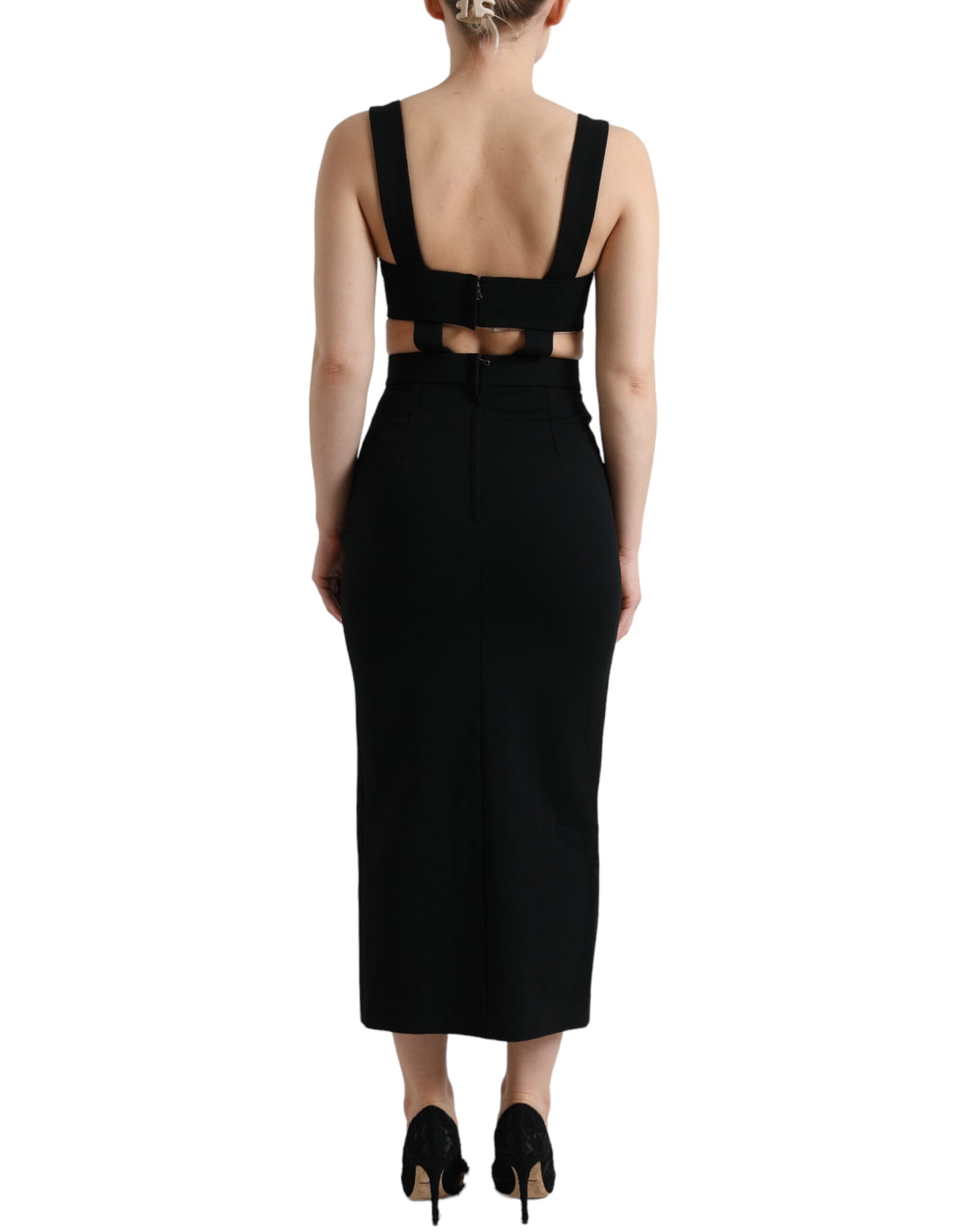 Dolce & Gabbana Glamorous Black Bodycon Midi Dress IT38 / XS