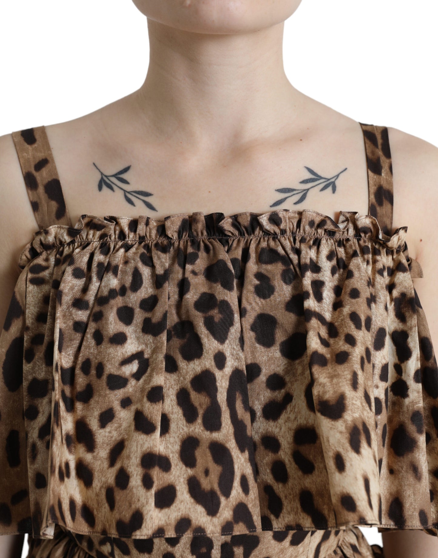 Dolce & Gabbana Leopard Print A-Line Cotton Dress IT36 / XS