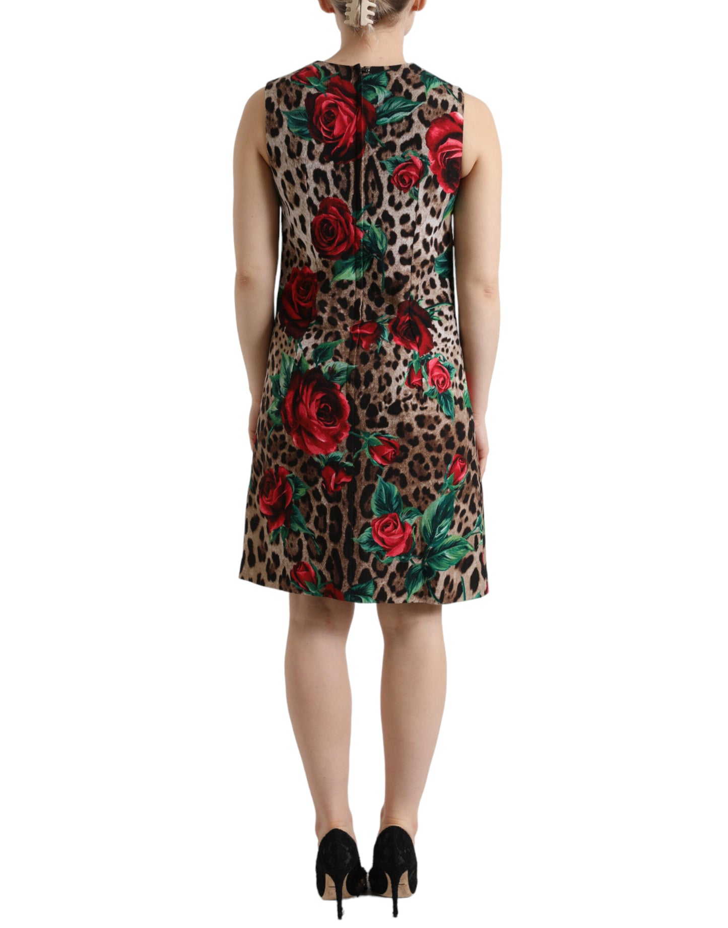 Dolce & Gabbana Elegant Leopard Floral A-Line Dress IT36 / XS