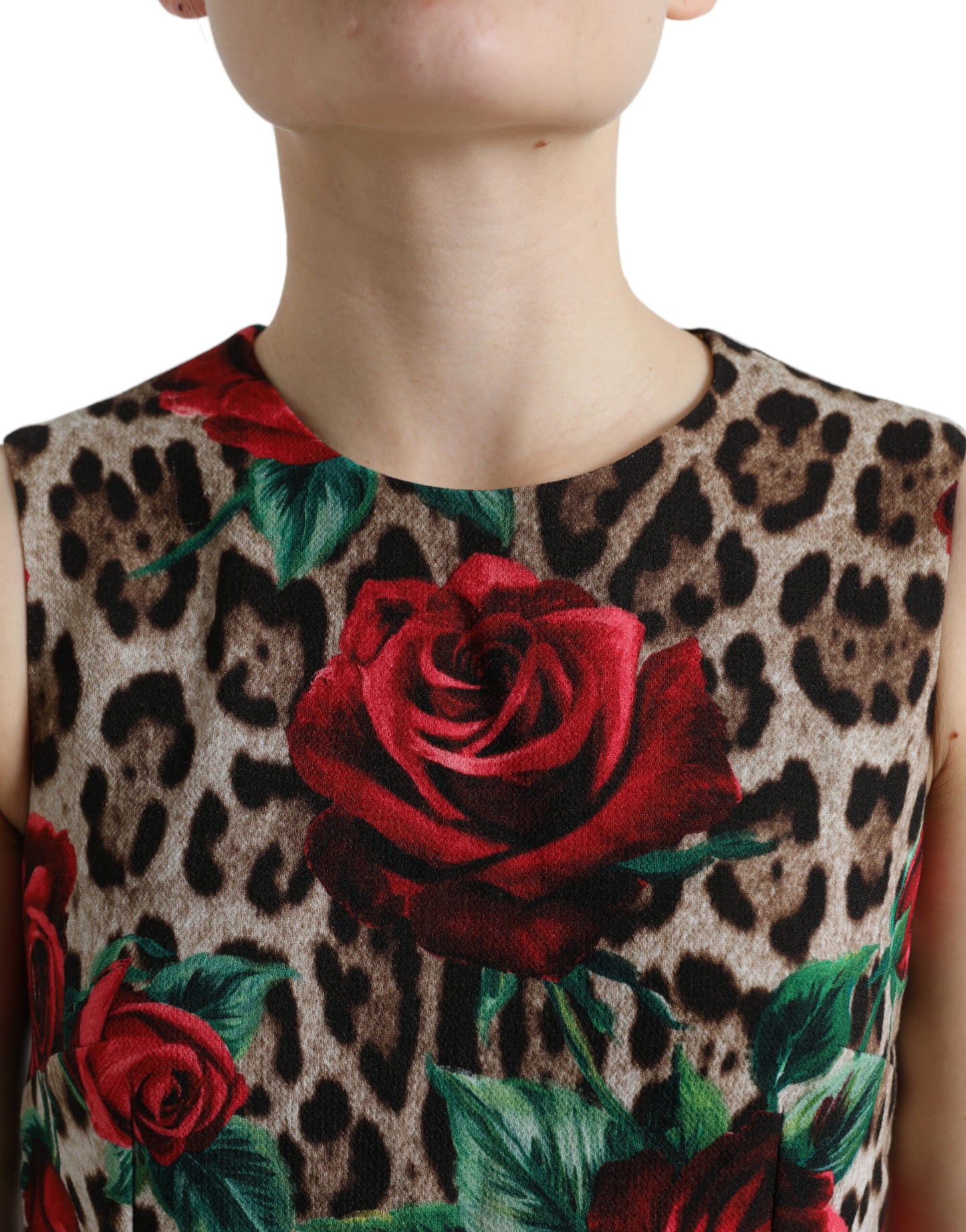 Dolce & Gabbana Elegant Leopard Floral A-Line Dress IT36 / XS