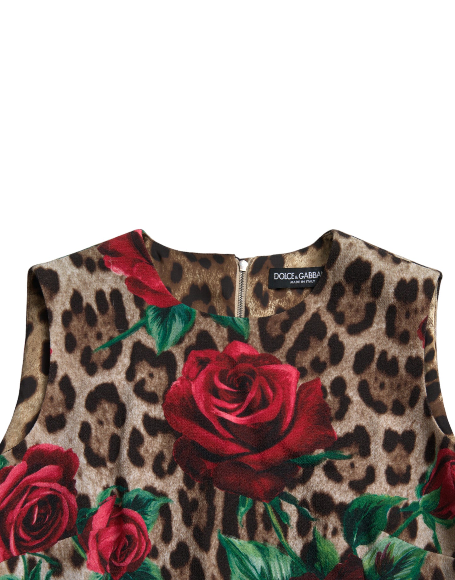 Dolce & Gabbana Elegant Leopard Floral A-Line Dress IT36 / XS