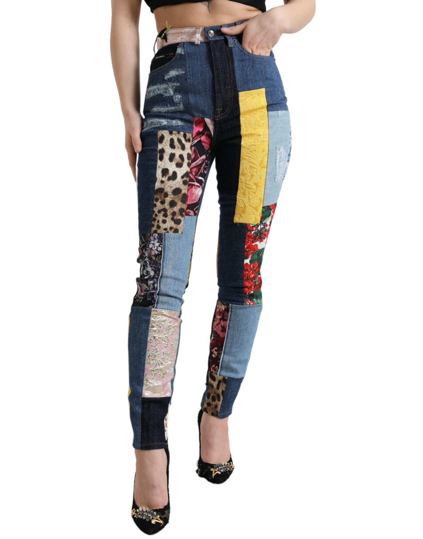 Dolce & Gabbana Vibrant Patchwork Skinny Jeans IT38 / XS