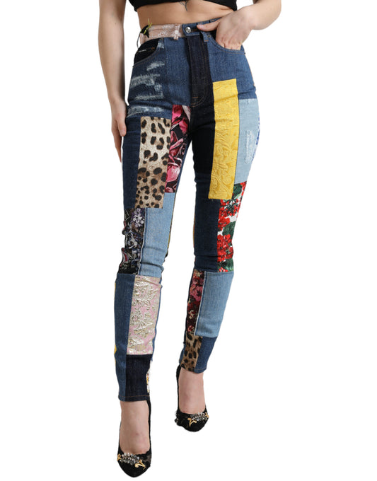 Dolce & Gabbana Vibrant Patchwork Skinny Jeans IT38 / XS