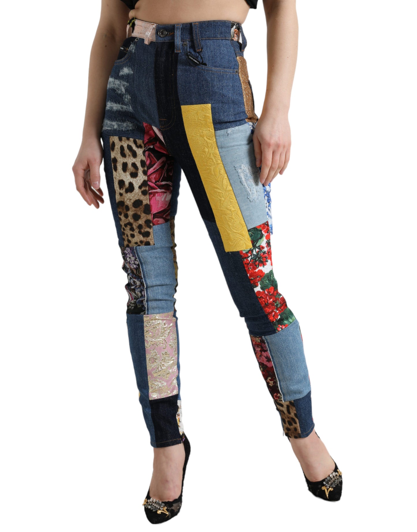 Dolce & Gabbana Vibrant Patchwork Skinny Jeans IT38 / XS