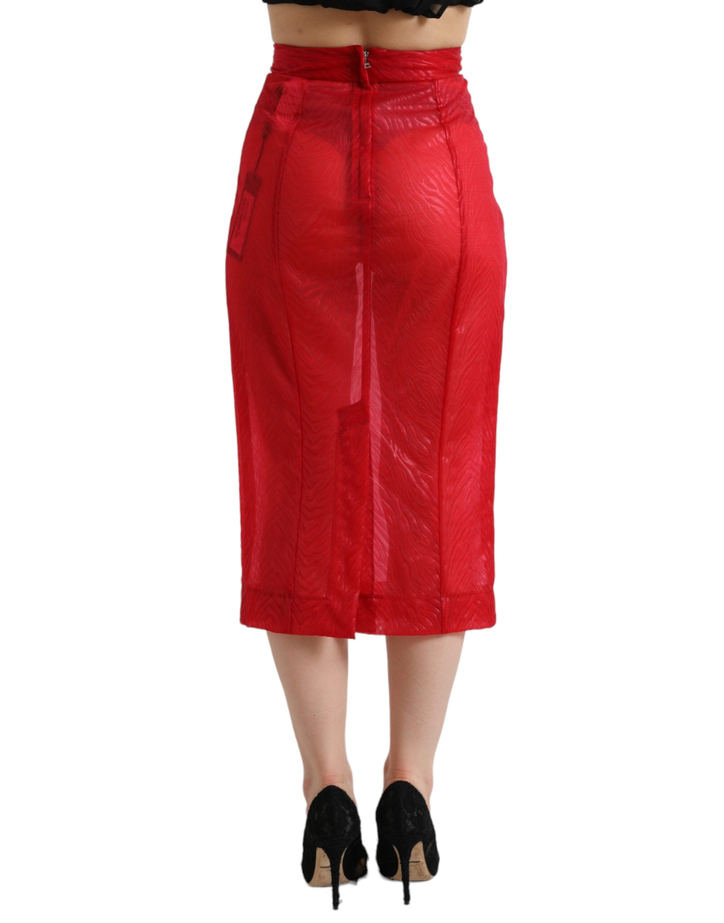 Dolce & Gabbana Chic Red High Waist Sheer Midi Skirt IT40 / S