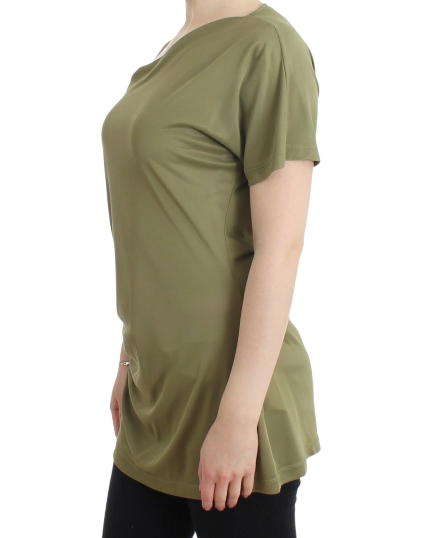 Cavalli Elegant Green Jersey Blouse with Gold Accents IT38 | XS