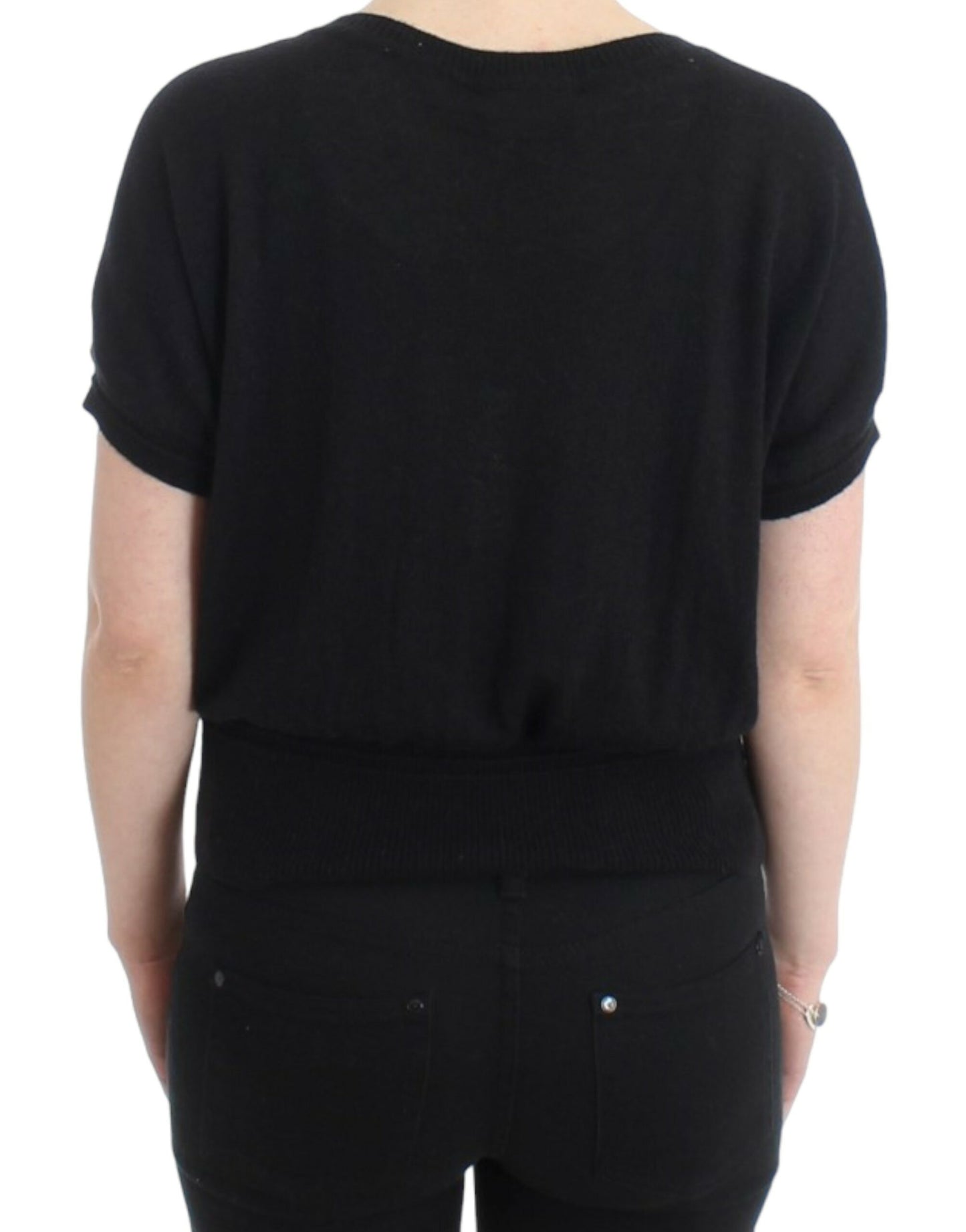 Cavalli Elegant Short Sleeved Black Jumper IT48 | XXL