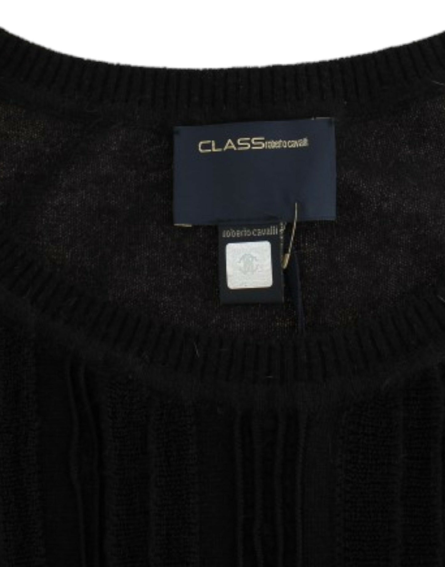 Cavalli Elegant Short Sleeved Black Jumper IT48 | XXL