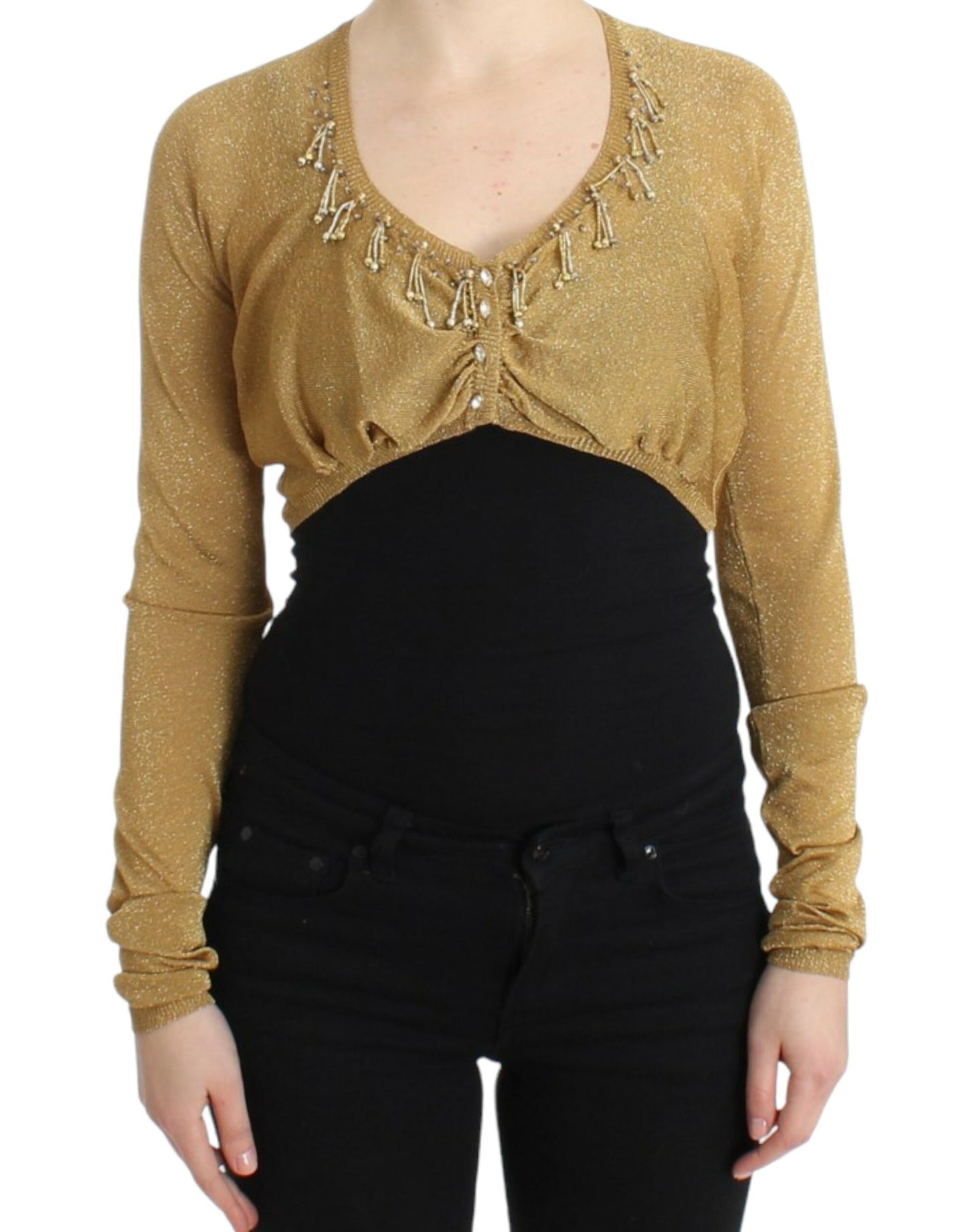 Cavalli Embellished Gold Shimmer Shrug IT42 | M