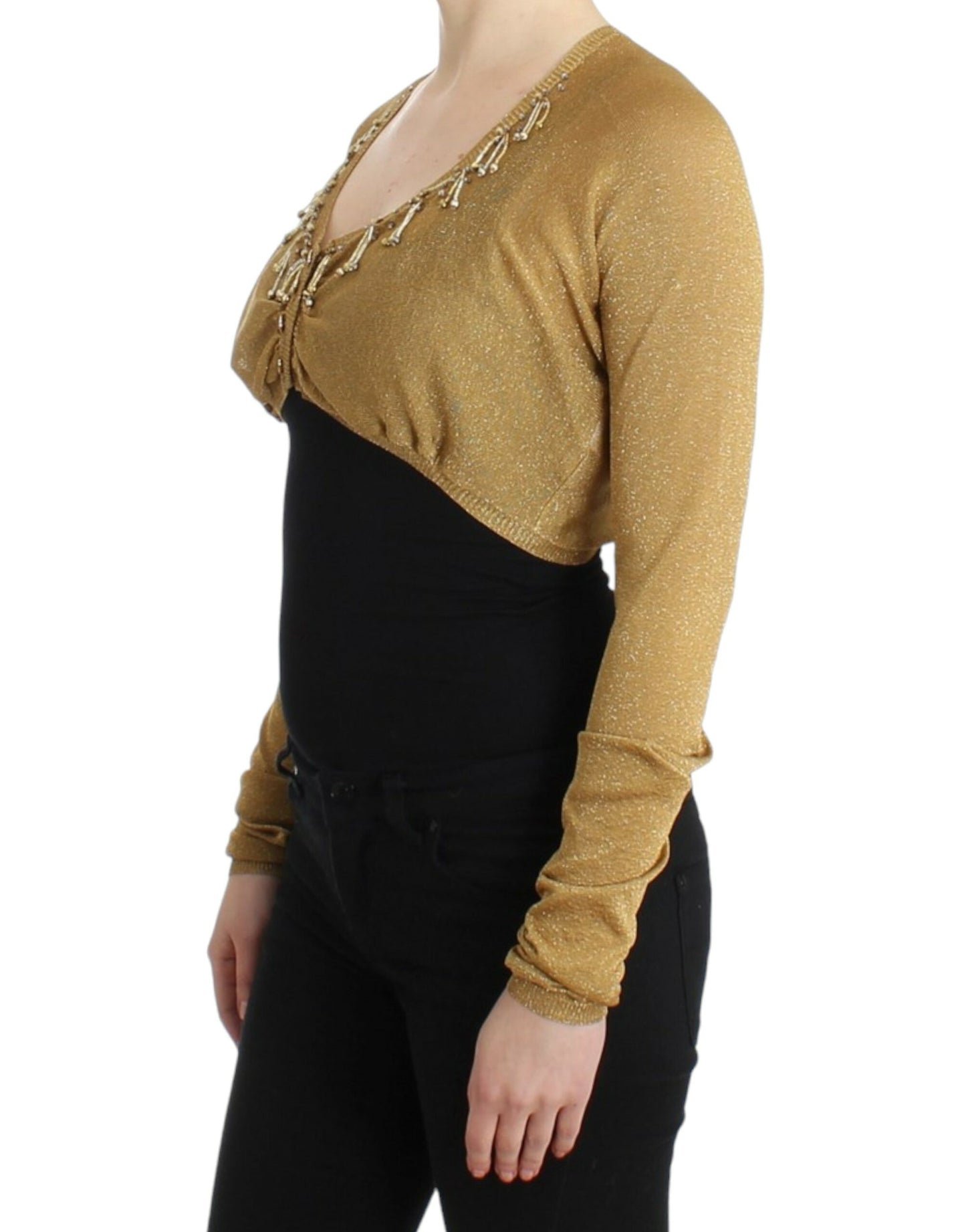 Cavalli Embellished Gold Shimmer Shrug IT42 | M