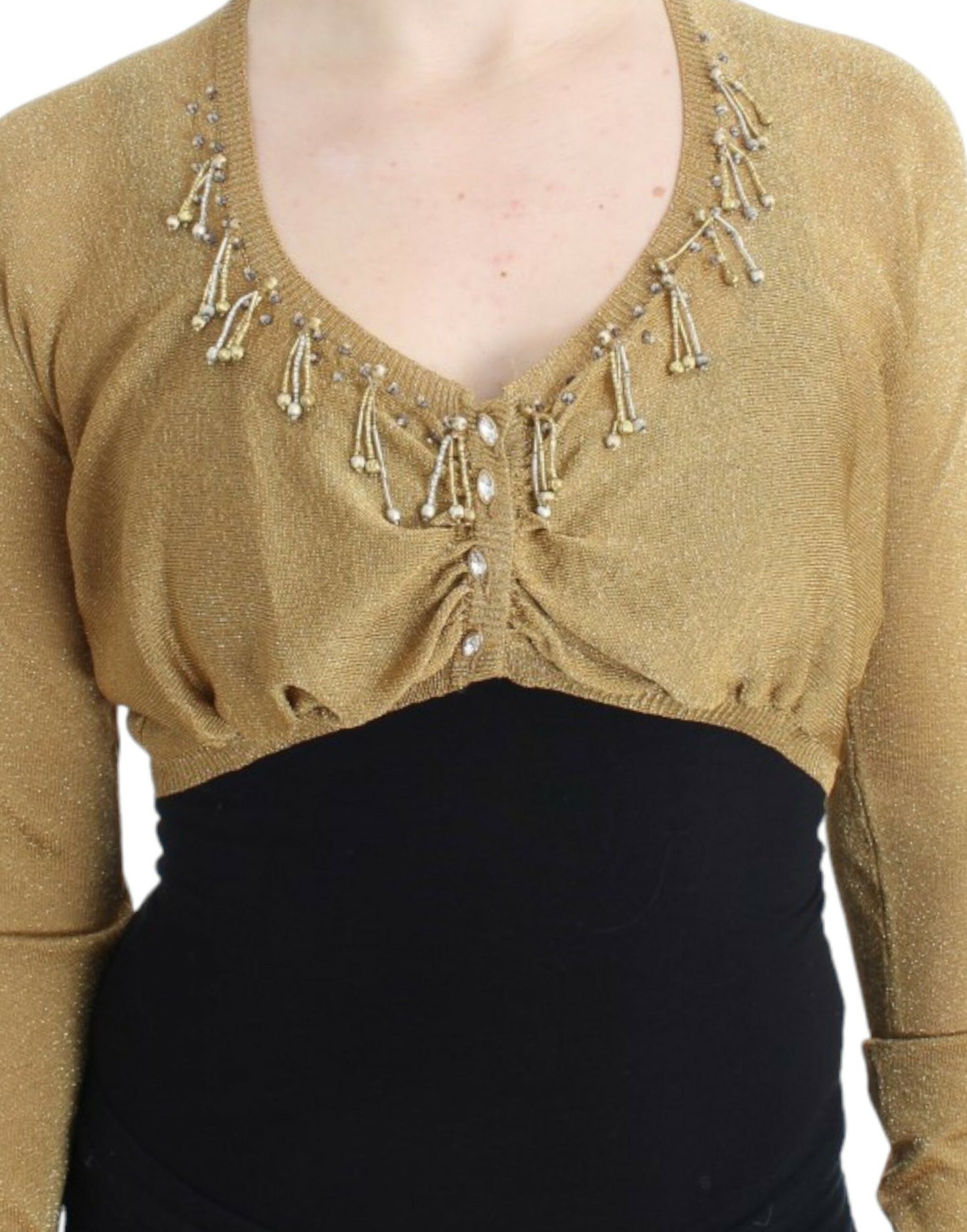 Cavalli Embellished Gold Shimmer Shrug IT42 | M