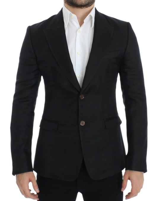 Dolce & Gabbana Elegant Black Silk Blend Two-Button Blazer IT48 / M