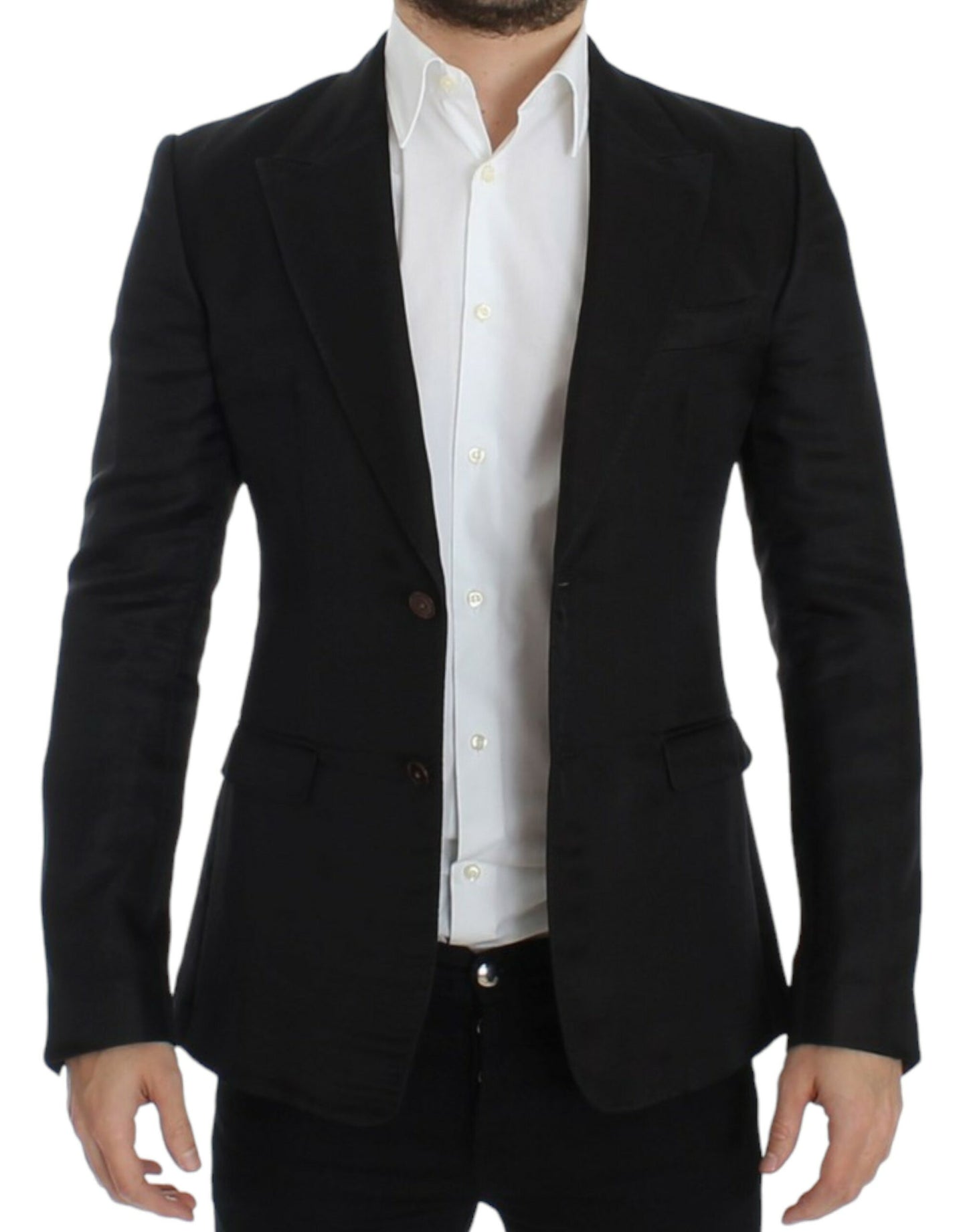 Dolce & Gabbana Elegant Black Silk Blend Two-Button Blazer IT48 / M