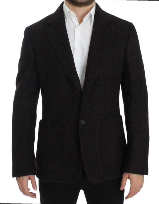 Dolce & Gabbana Bordeaux Alpaga Two-Button Blazer Jacket IT48 / M