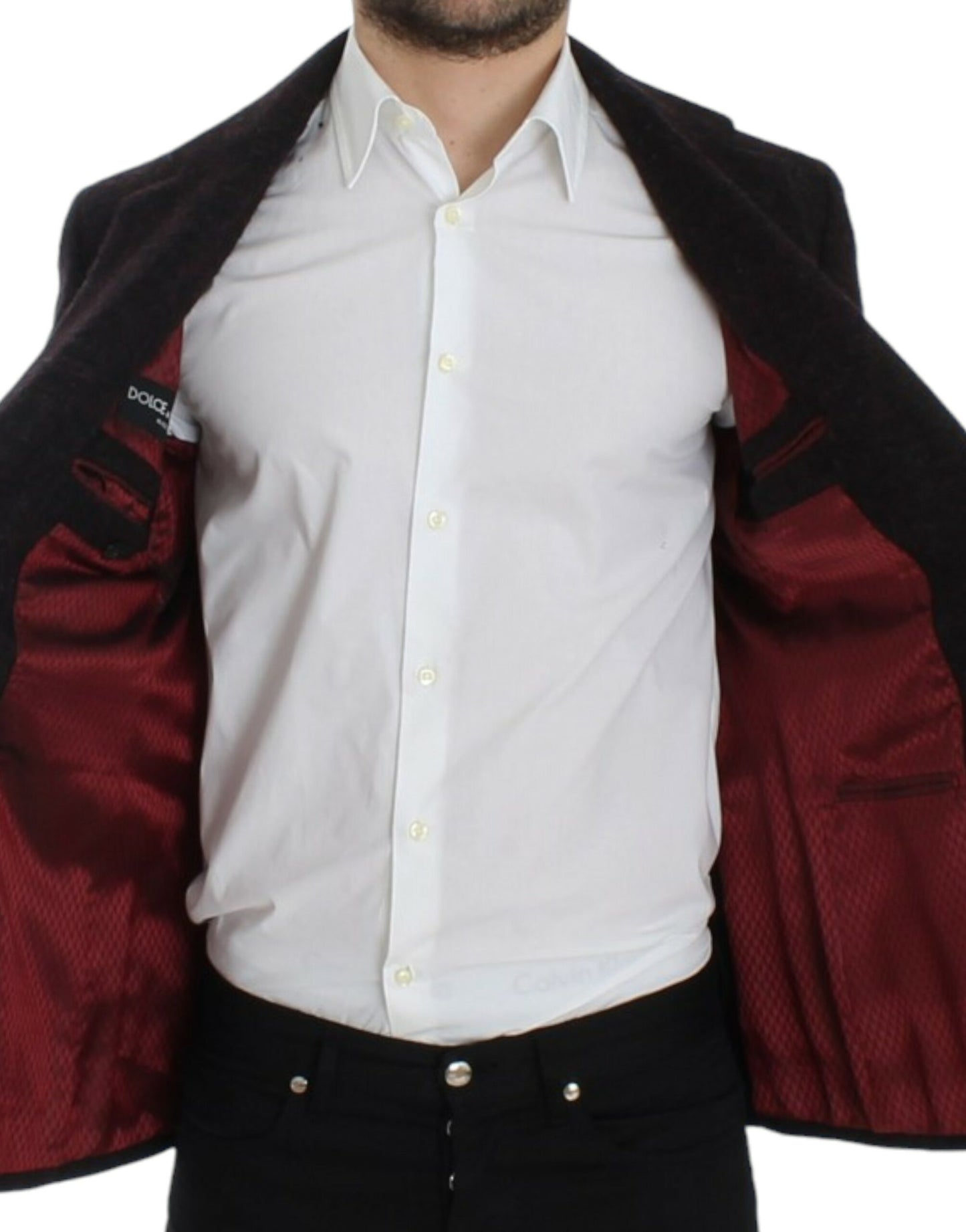 Dolce & Gabbana Bordeaux Alpaga Two-Button Blazer Jacket IT48 / M