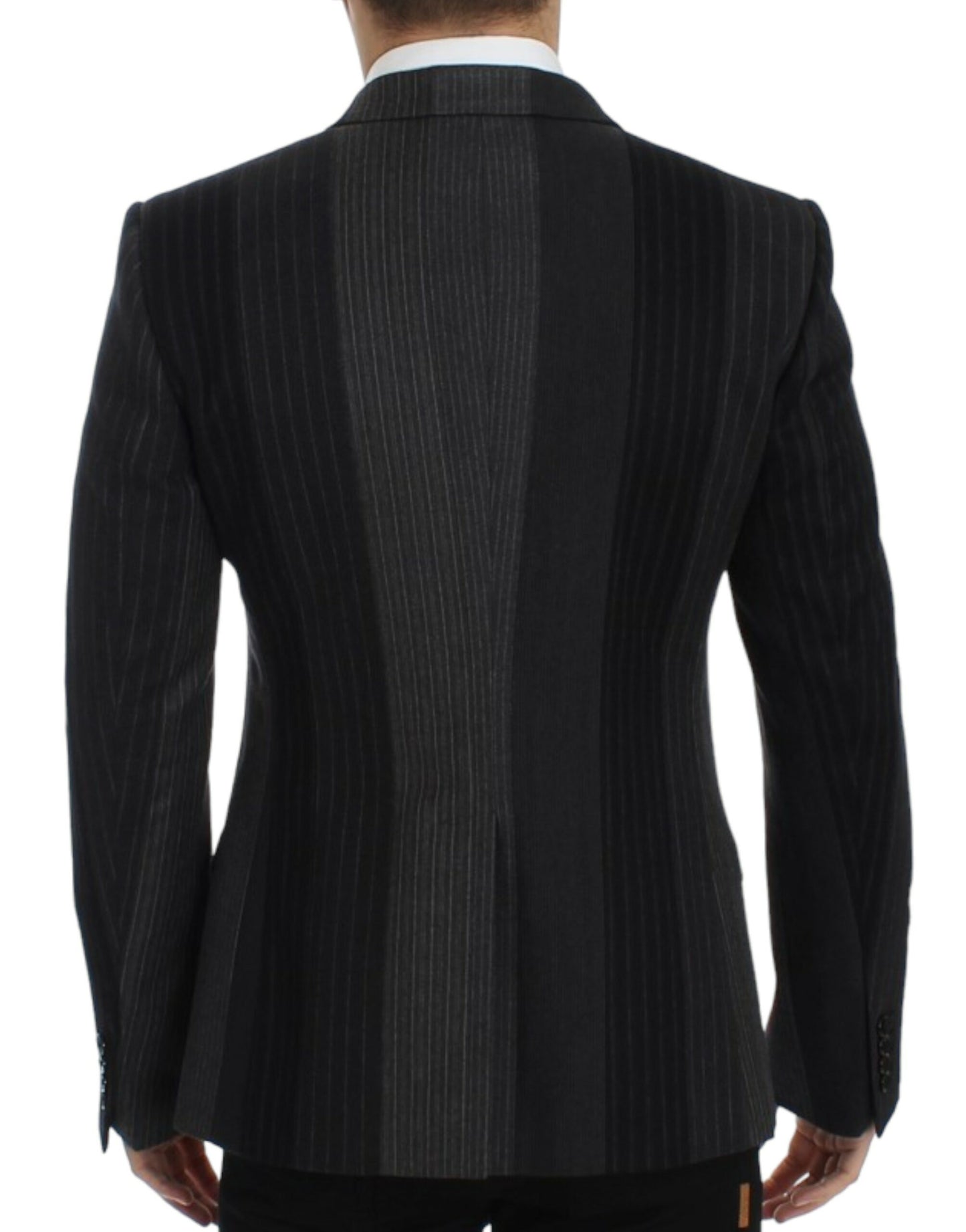 Dolce & Gabbana Elegant Gray Striped Wool Slim Blazer IT48 / M