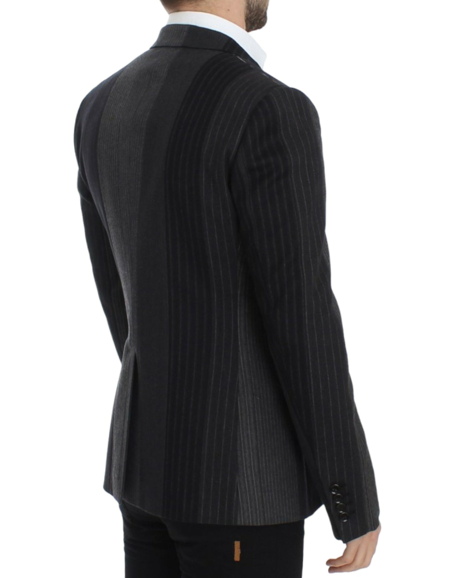 Dolce & Gabbana Elegant Gray Striped Wool Slim Blazer IT48 / M